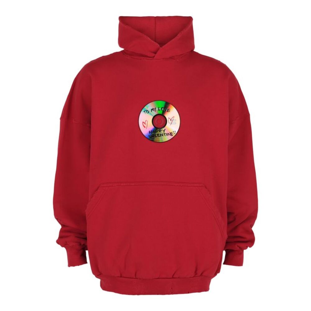 Balenciaga "Val To My Love" Oversized Hoodie Red Mens